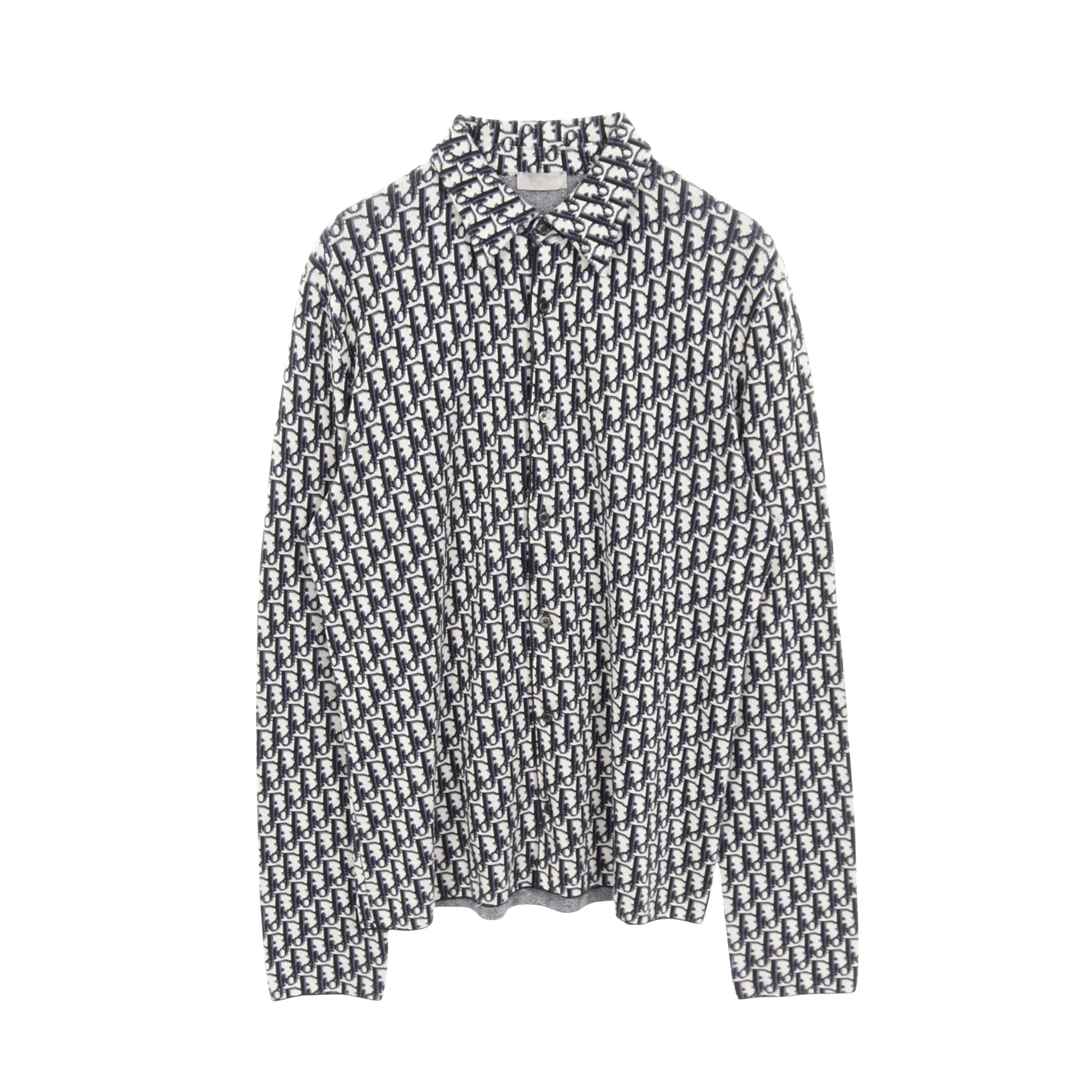 オブリーク シャツ 長袖 コットン ネイビー ブラック アイボリー