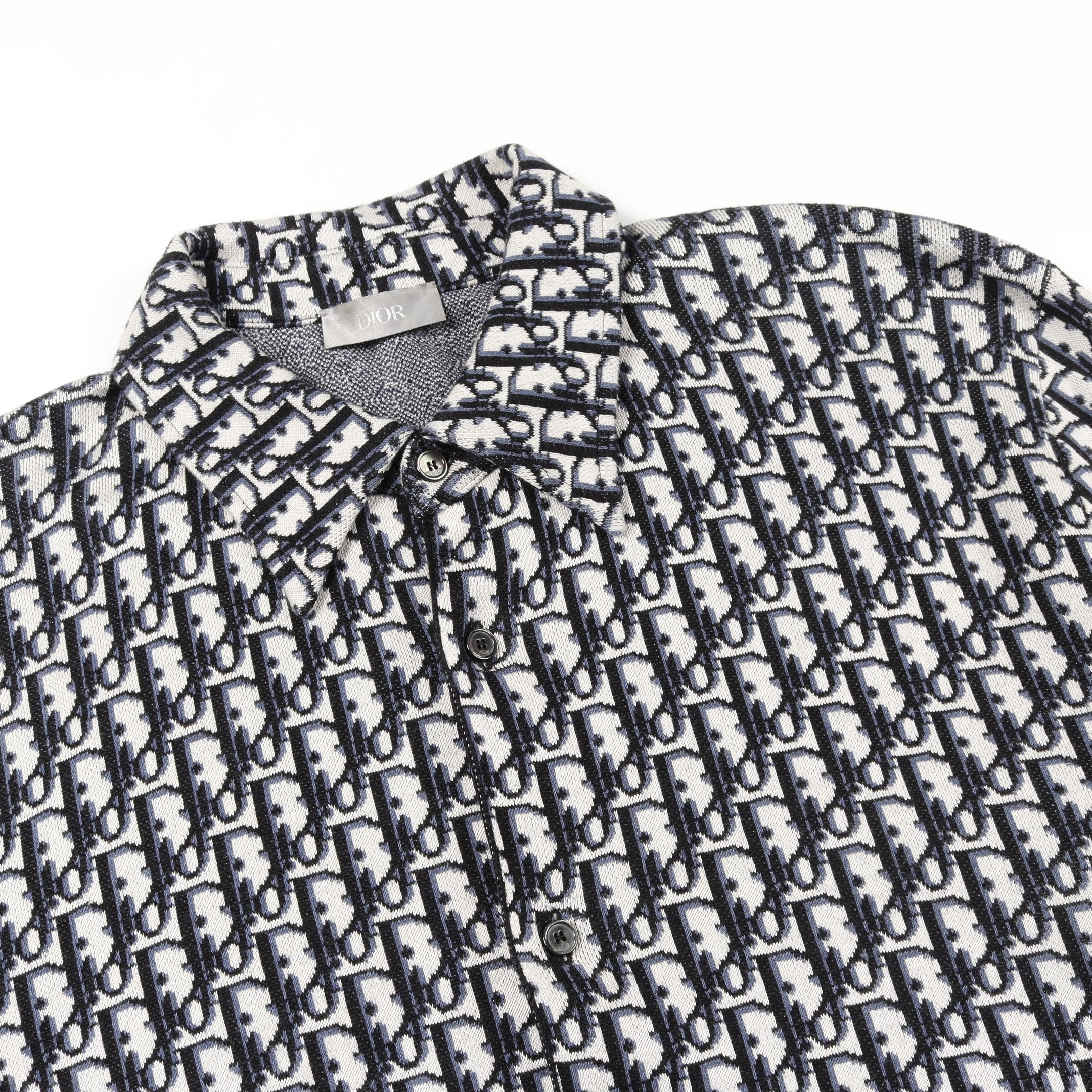 オブリーク シャツ 長袖 コットン ネイビー ブラック アイボリー