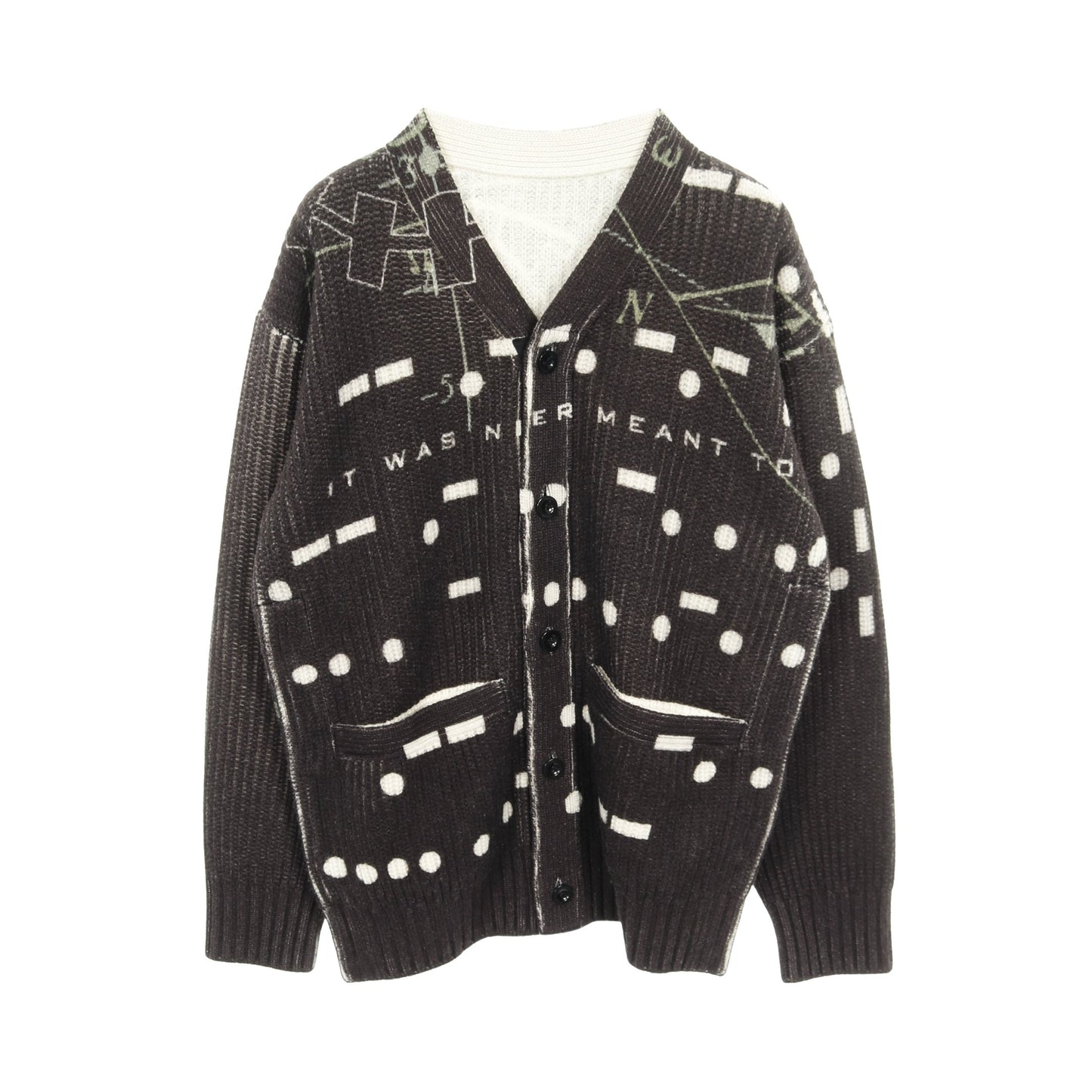 sacai × INTERSTELLAR カーディガン 総柄 ウール ブラック アイボリー グリーン サカイ トップス sacai