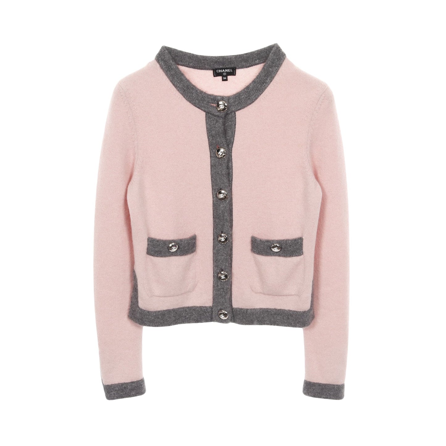 ココマークボタン ニット カーディガン カシミヤ ピンク グレー シャネル トップス CHANEL