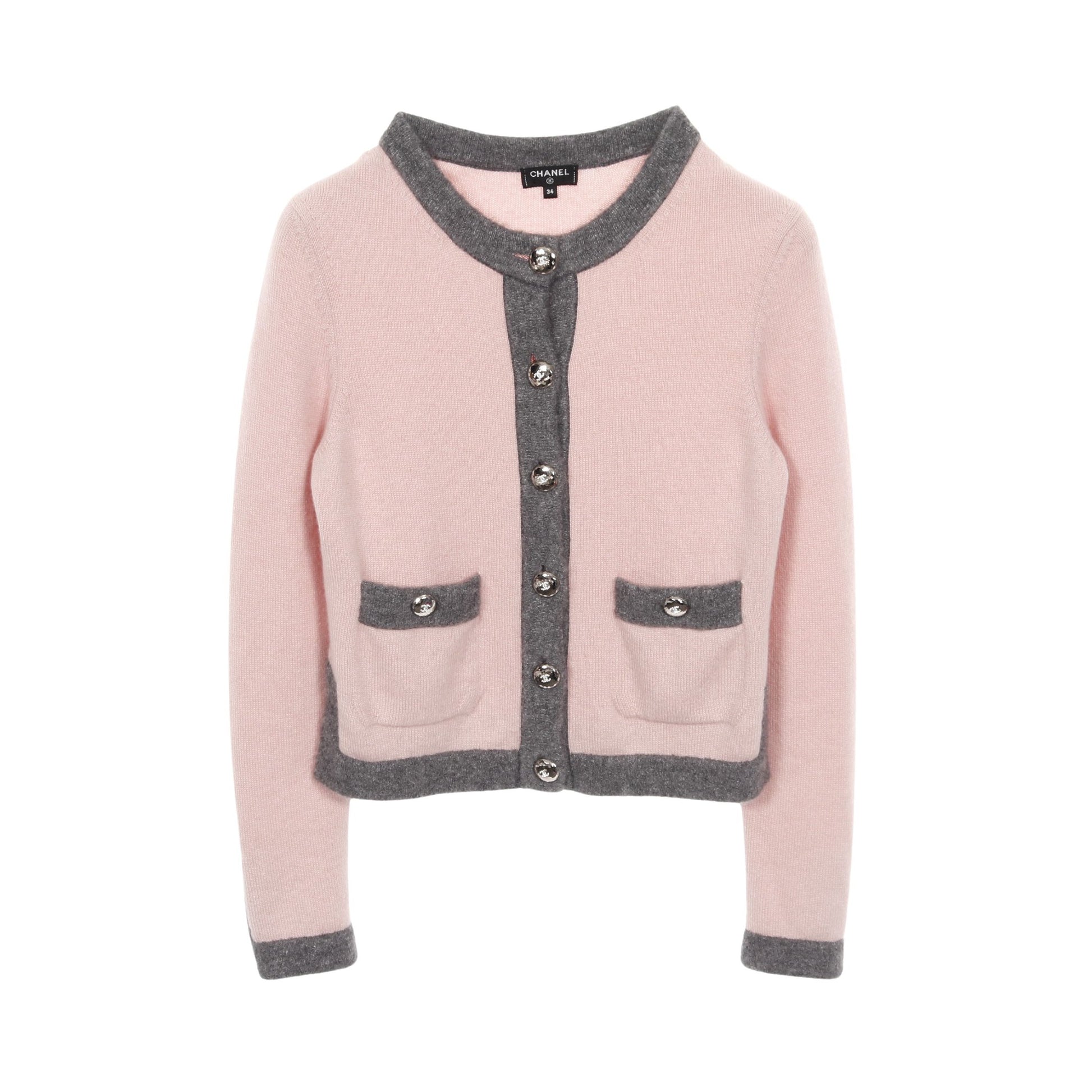 ココマークボタン ニット カーディガン カシミヤ ピンク グレー シャネル トップス CHANEL