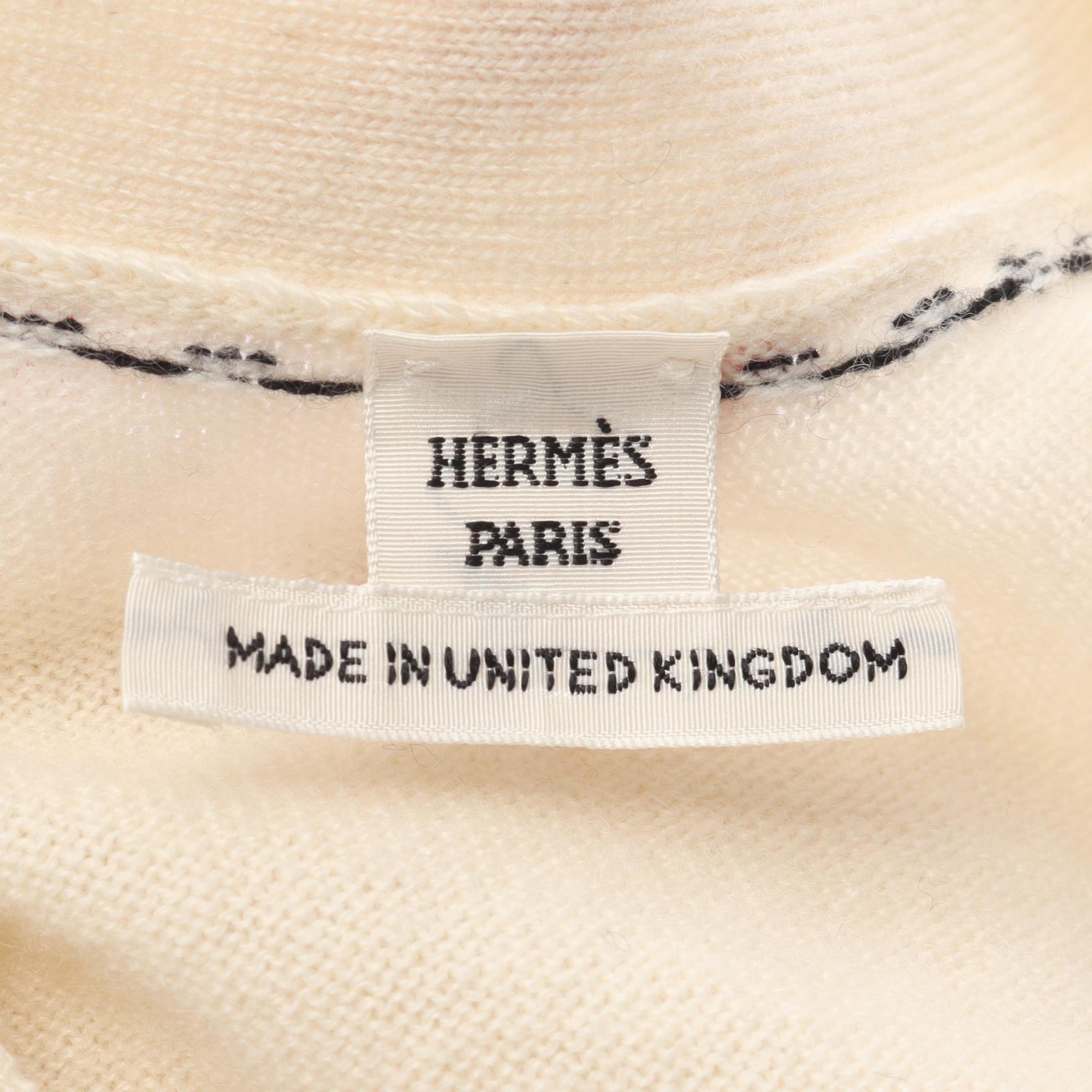 カーディガン カシミヤ アイボリー ステッチ エルメス トップス HERMES