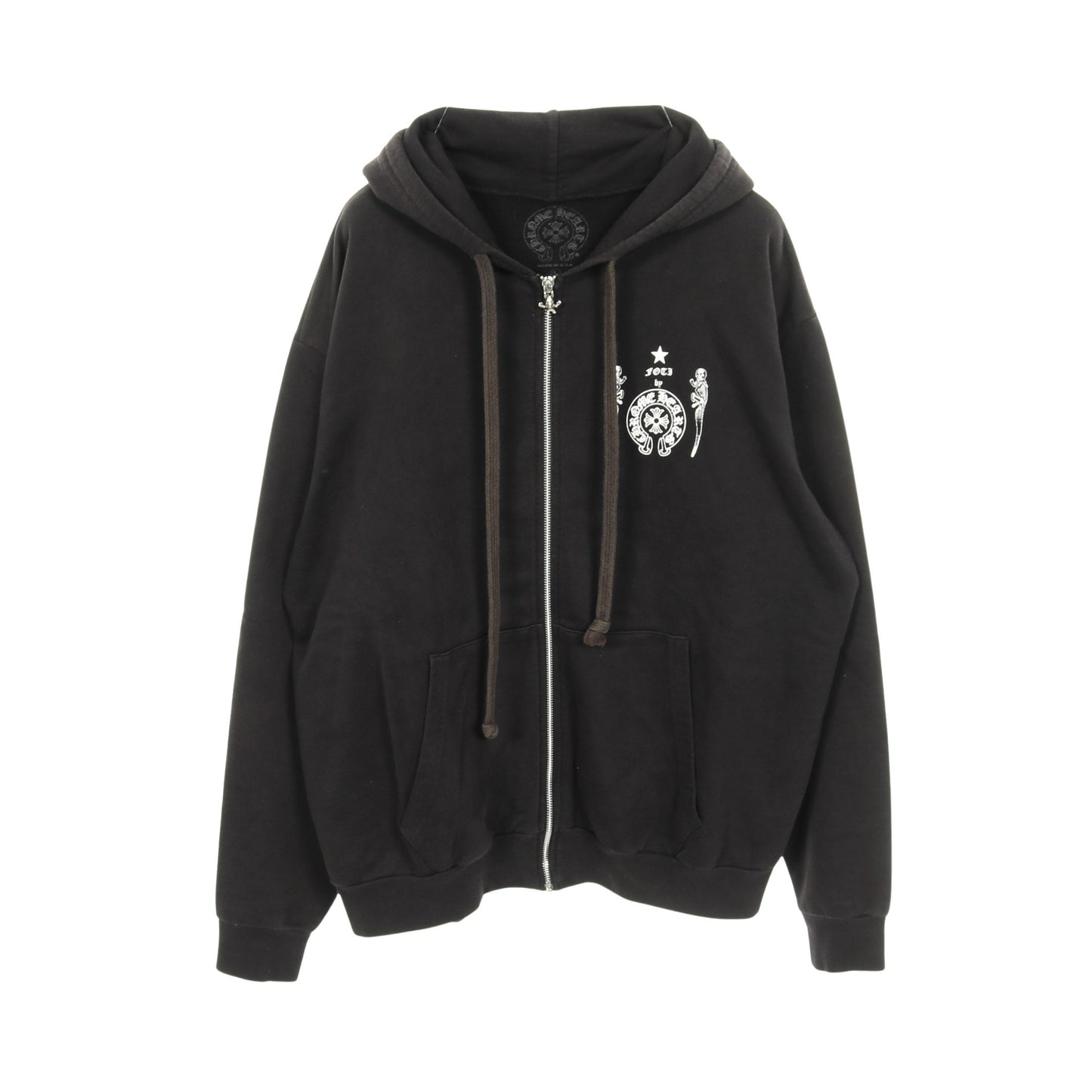 ジップアップパーカー ロゴ プリント バックロゴ コットン ブラック クロムハーツ トップス Chrome Hearts
