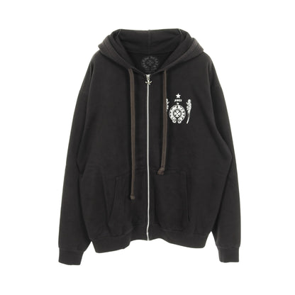 ジップアップパーカー ロゴ プリント バックロゴ コットン ブラック クロムハーツ トップス Chrome Hearts