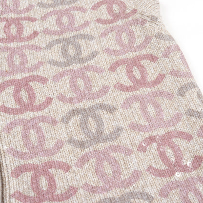 ココマークボタン ニット ベスト カシミヤ ベージュ ピンク スパンコール シャネル トップス CHANEL
