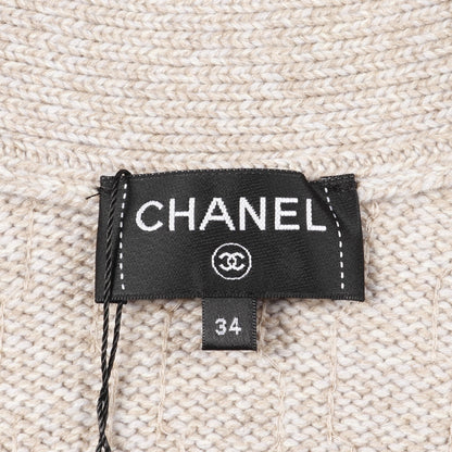 ココマークボタン ニット ベスト カシミヤ ベージュ ピンク スパンコール シャネル トップス CHANEL