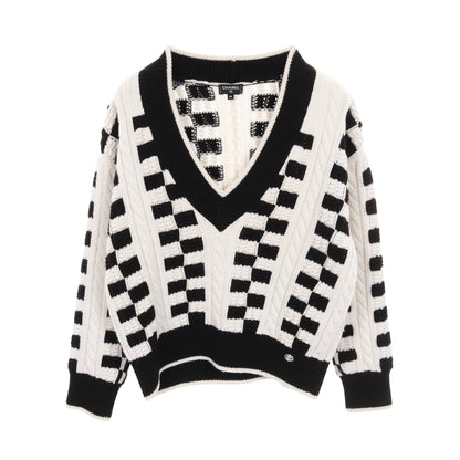 ココマークボタン ニット カシミヤ ホワイト ブラック シャネル トップス CHANEL