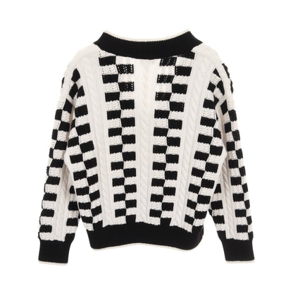 ココマークボタン ニット カシミヤ ホワイト ブラック シャネル トップス CHANEL