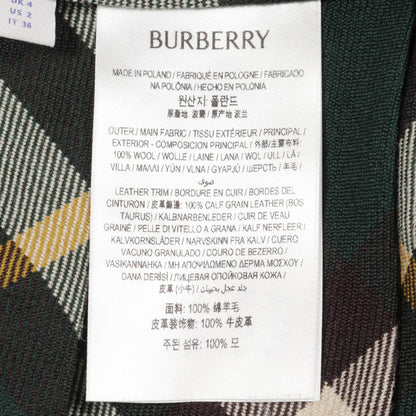 プリーツ ラップスカート チェック ウール ダークグリーン マルチカラー フリンジ バーバリー ボトムス BURBERRY