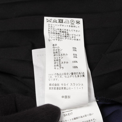 プリーツ ニットワンピース タートルネック ウール ナイロン ブラック ブルー 切替 サカイ ワンピース sacai