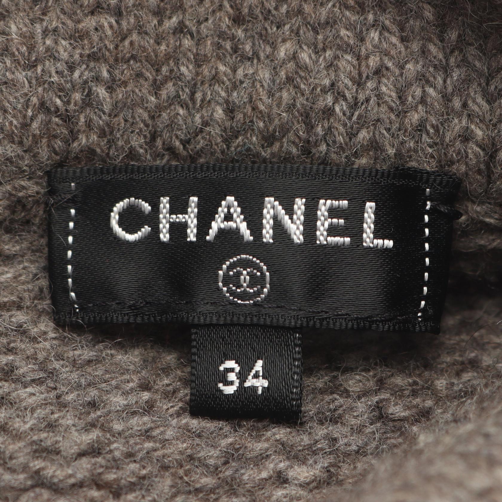 グリポアボタン ニットワンピース ハイネック ウール ヤク カシミヤ グレー ホワイト ブラウン シャネル ワンピース CHANEL