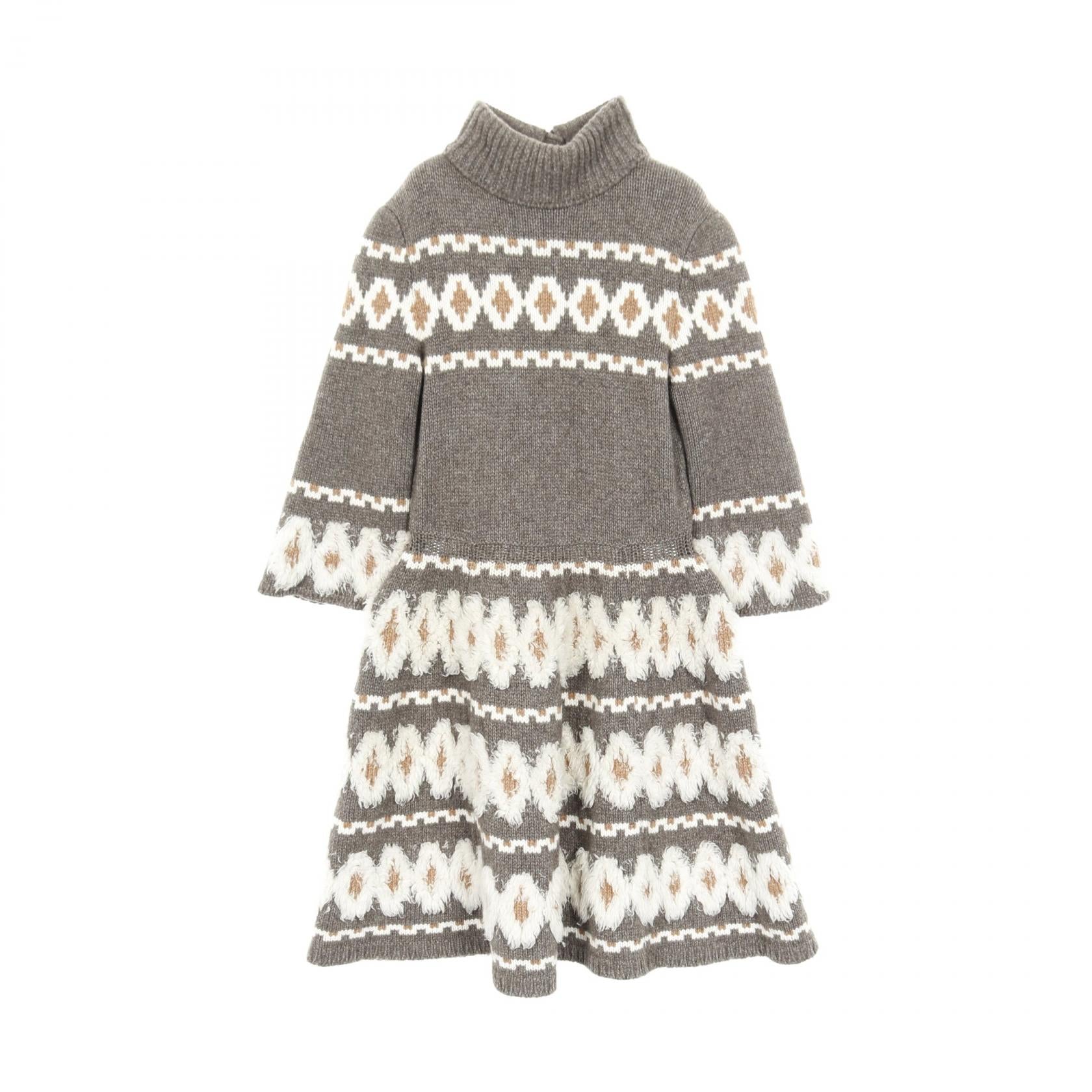 グリポアボタン ニットワンピース ハイネック ウール ヤク カシミヤ グレー ホワイト ブラウン シャネル ワンピース CHANEL
