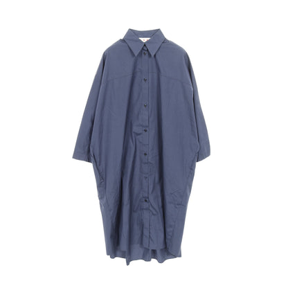 シャツワンピース 長袖 コットン ネイビー マルニ ワンピース MARNI
