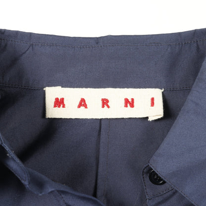 シャツワンピース 長袖 コットン ネイビー マルニ ワンピース MARNI