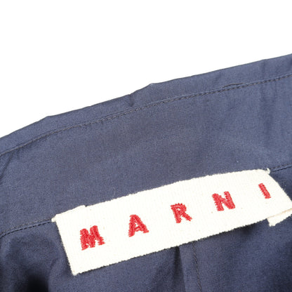 シャツワンピース 長袖 コットン ネイビー マルニ ワンピース MARNI