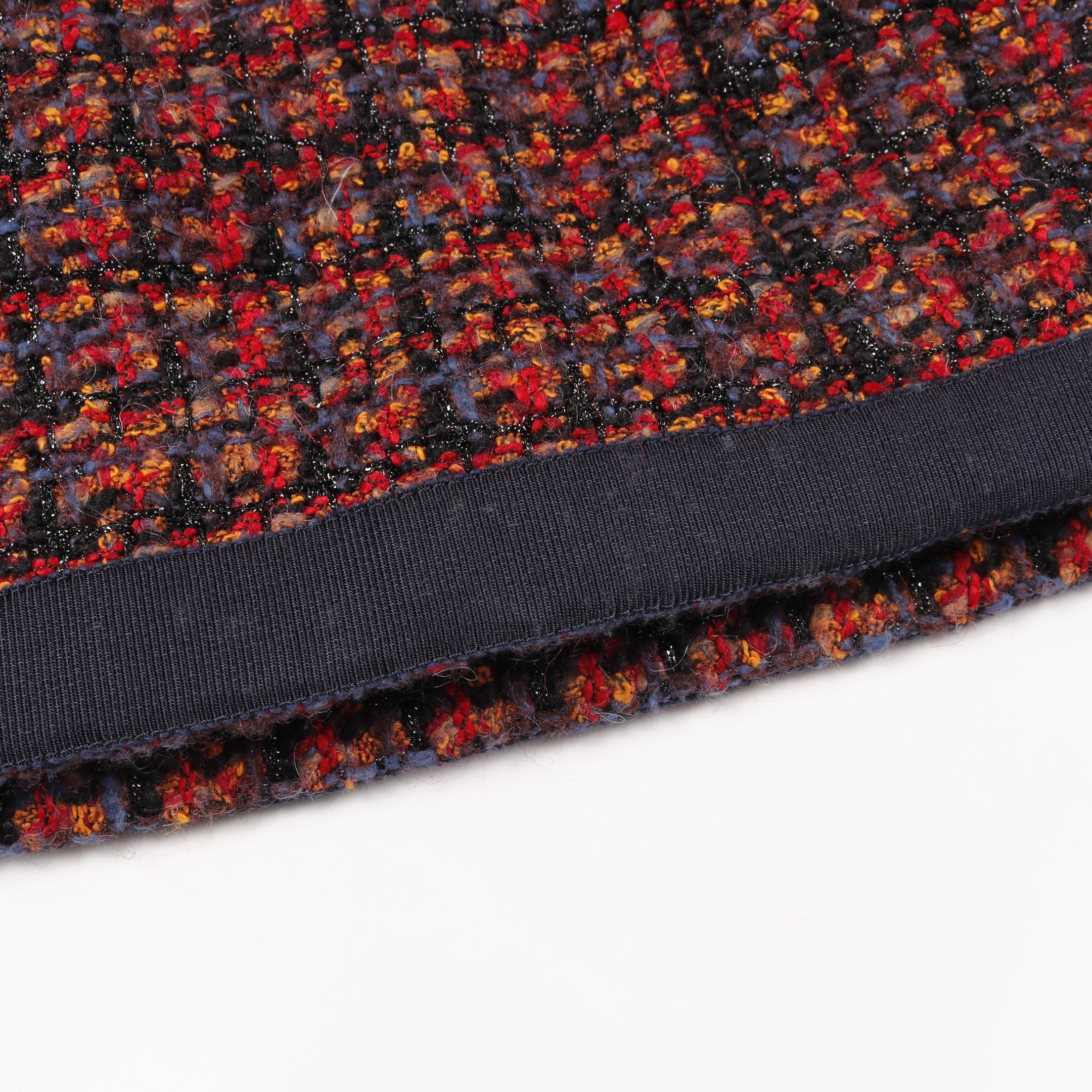 ココマークボタン ツイード ワンピース ハイネック 七分袖 ウール