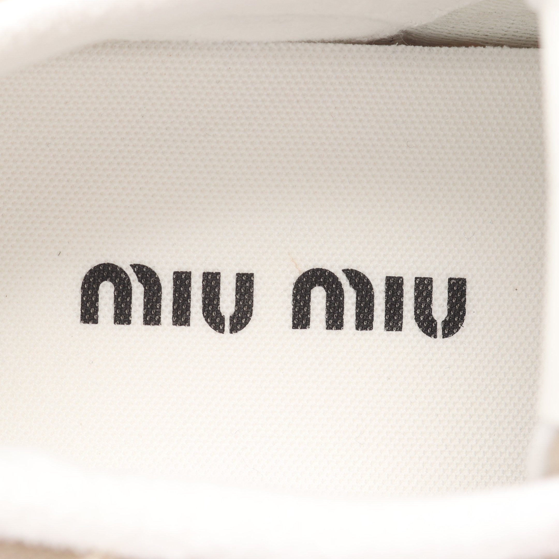 ウォッシュド デニム フリンジ スニーカー コットン ベージュ ミュウ