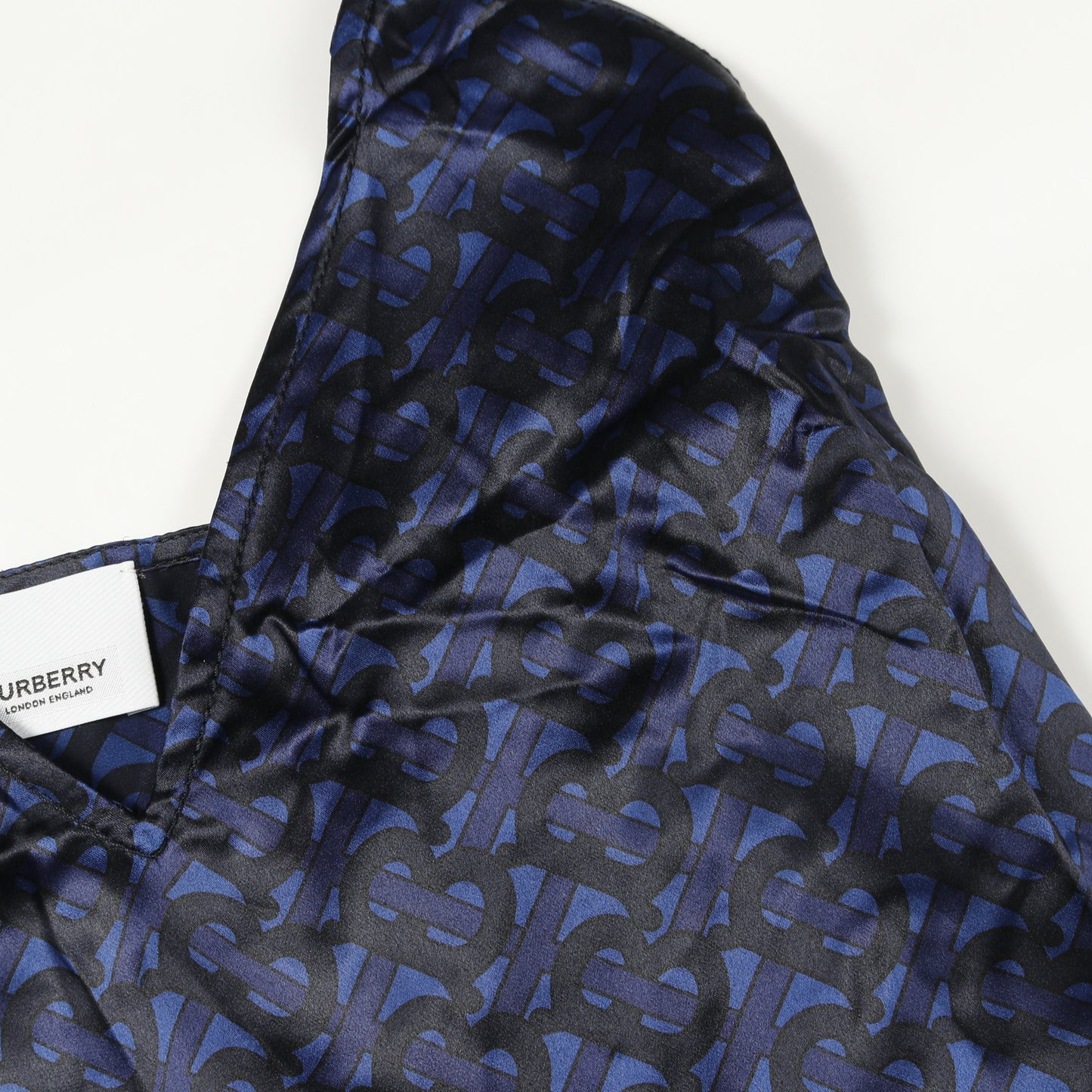 キャミソール ワンピース 総柄 シルク ブルー ブラック バーバリー ワンピース BURBERRY