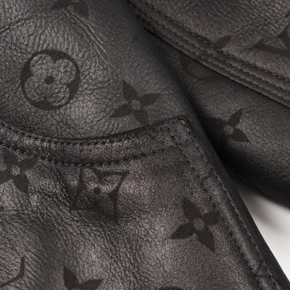シアリングエンボス モノグラム ブルゾン レザージャケット ボア レザー ブラック ルイヴィトン アウター LOUIS VUITTON