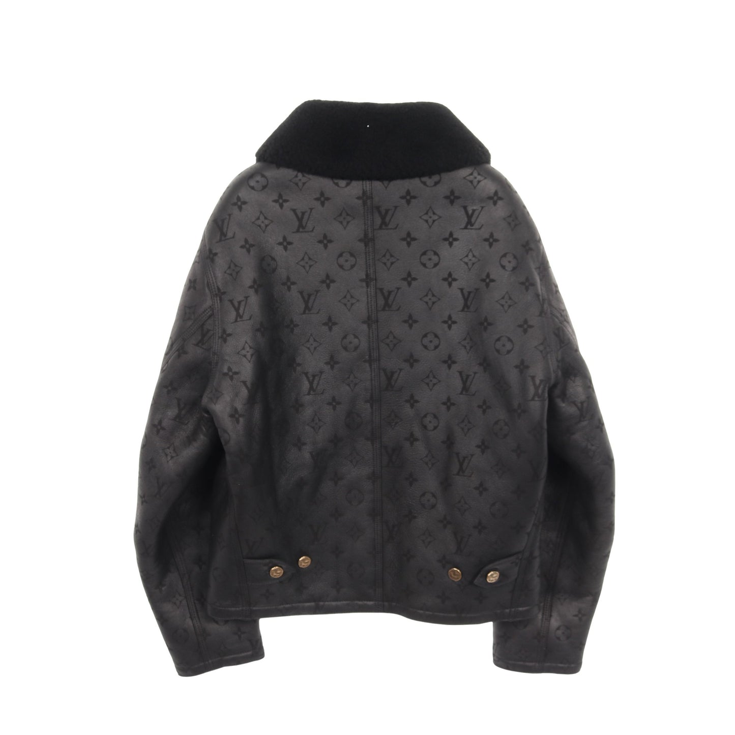 シアリングエンボス モノグラム ブルゾン レザージャケット ボア レザー ブラック ルイヴィトン アウター LOUIS VUITTON