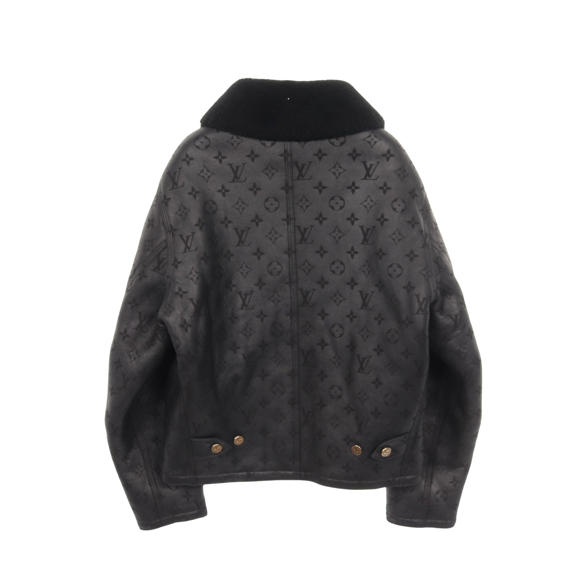 シアリングエンボス モノグラム ブルゾン レザージャケット ボア レザー ブラック ルイヴィトン アウター LOUIS VUITTON