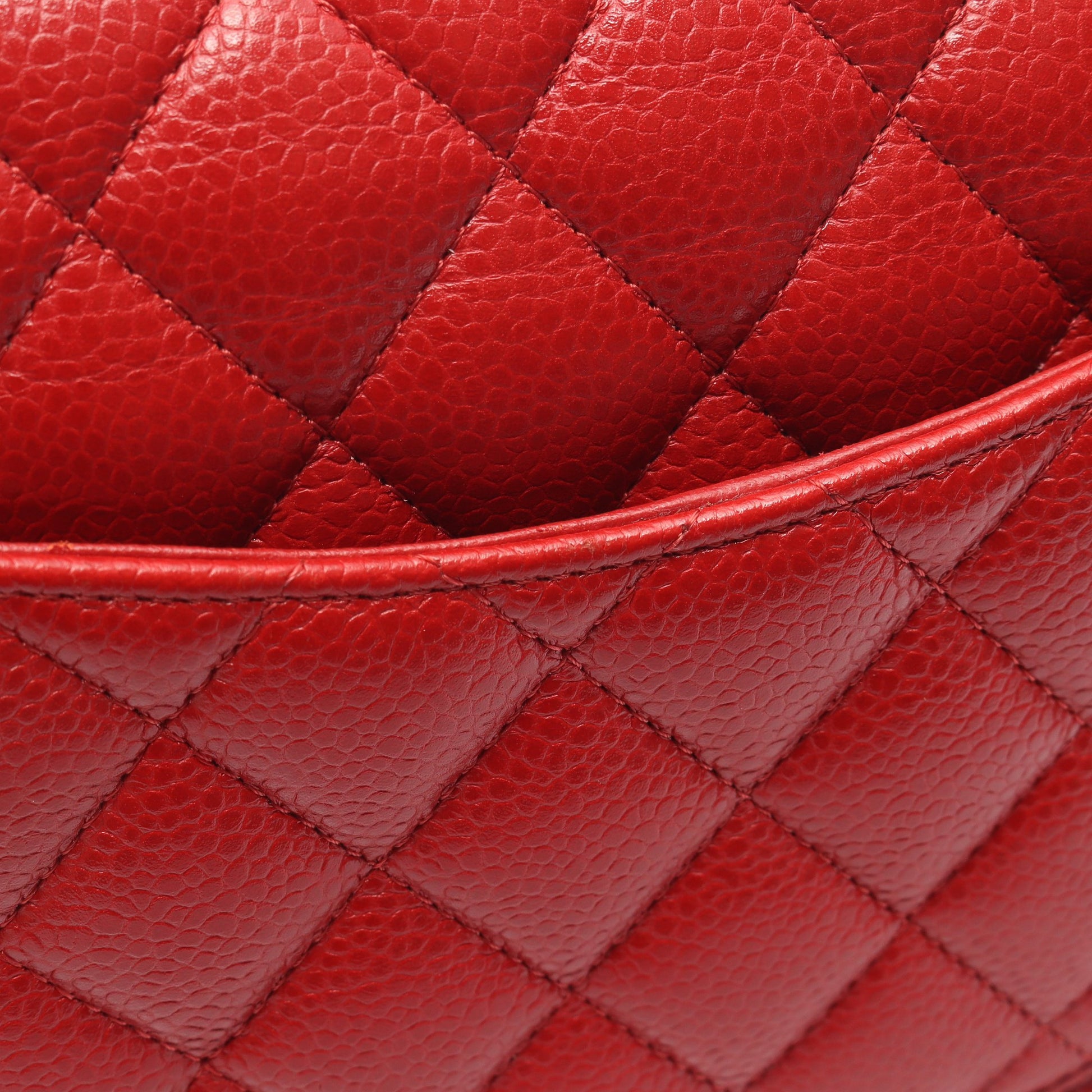マトラッセ Wフラップ Wチェーンショルダーバッグ キャビアスキン レッド シルバー金具 シャネル バッグ CHANEL