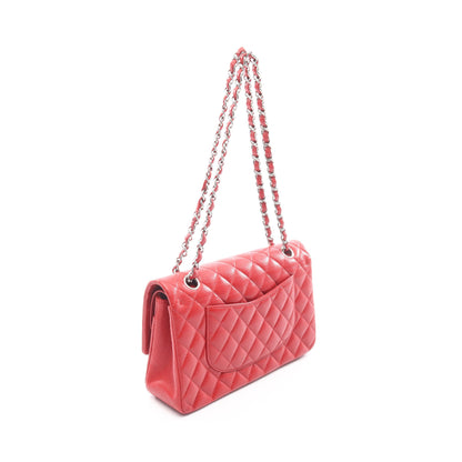 マトラッセ Wフラップ Wチェーンショルダーバッグ キャビアスキン レッド シルバー金具 シャネル バッグ CHANEL