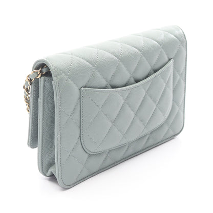 マトラッセ チェーンウォレット キャビアスキン ライトグリーン ゴールド金具 シャネル バッグ CHANEL