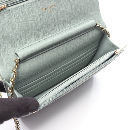 マトラッセ チェーンウォレット キャビアスキン ライトグリーン ゴールド金具 シャネル バッグ CHANEL