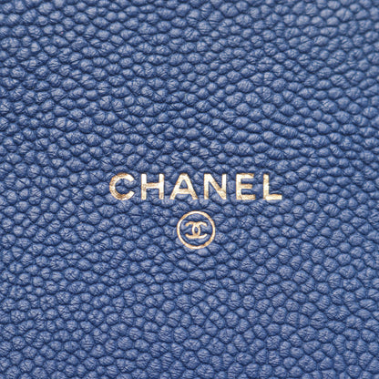 マトラッセ ハーフココ チェーンショルダーバッグ キャビアスキン ブルー ゴールド金具 シャネル バッグ CHANEL