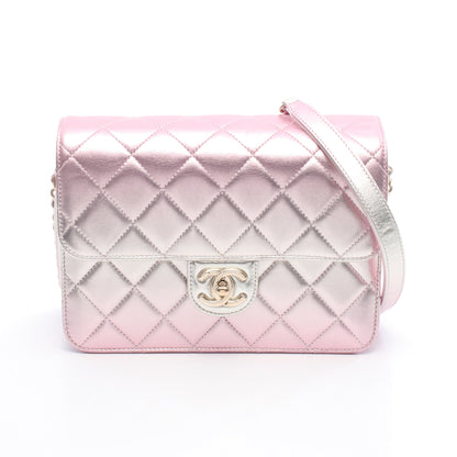 マトラッセ チェーンショルダーバッグ ラムスキン ピンク シャンパンゴールド ゴールド金具 メタリック シャネル バッグ CHANEL