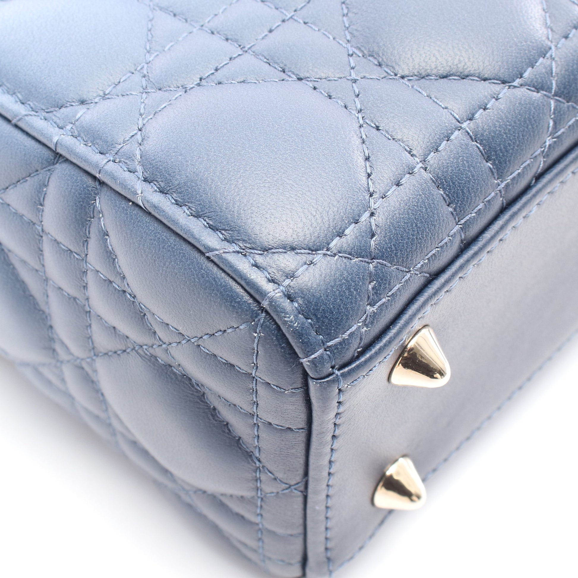 LADY DIOR MY ABCDIOR レディディオール スモール カナージュ ハンドバッグ レザー ブルー ネイビー 2WAY クリスチャンディオール バッグ Christian Dior