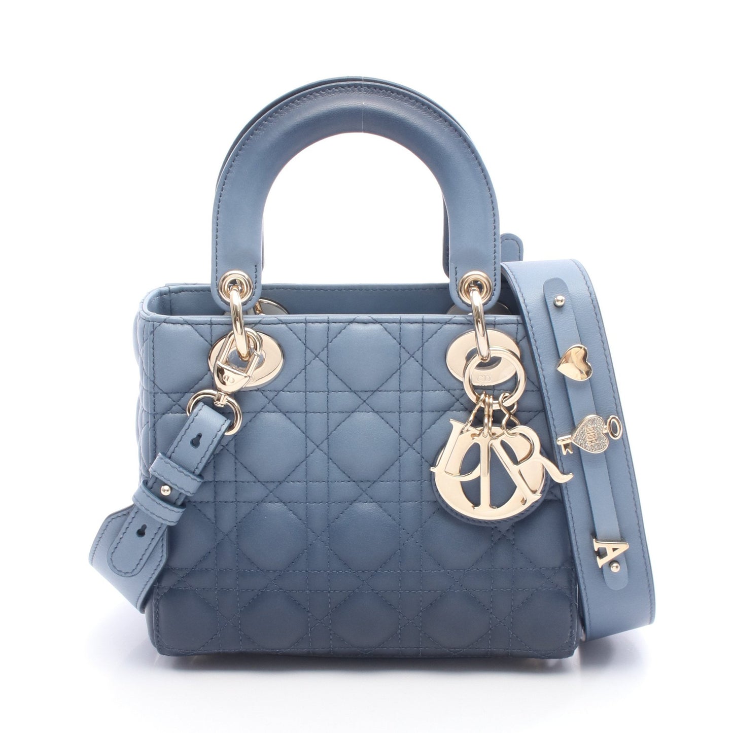 LADY DIOR MY ABCDIOR レディディオール スモール カナージュ ハンドバッグ レザー ブルー ネイビー 2WAY クリスチャンディオール バッグ Christian Dior