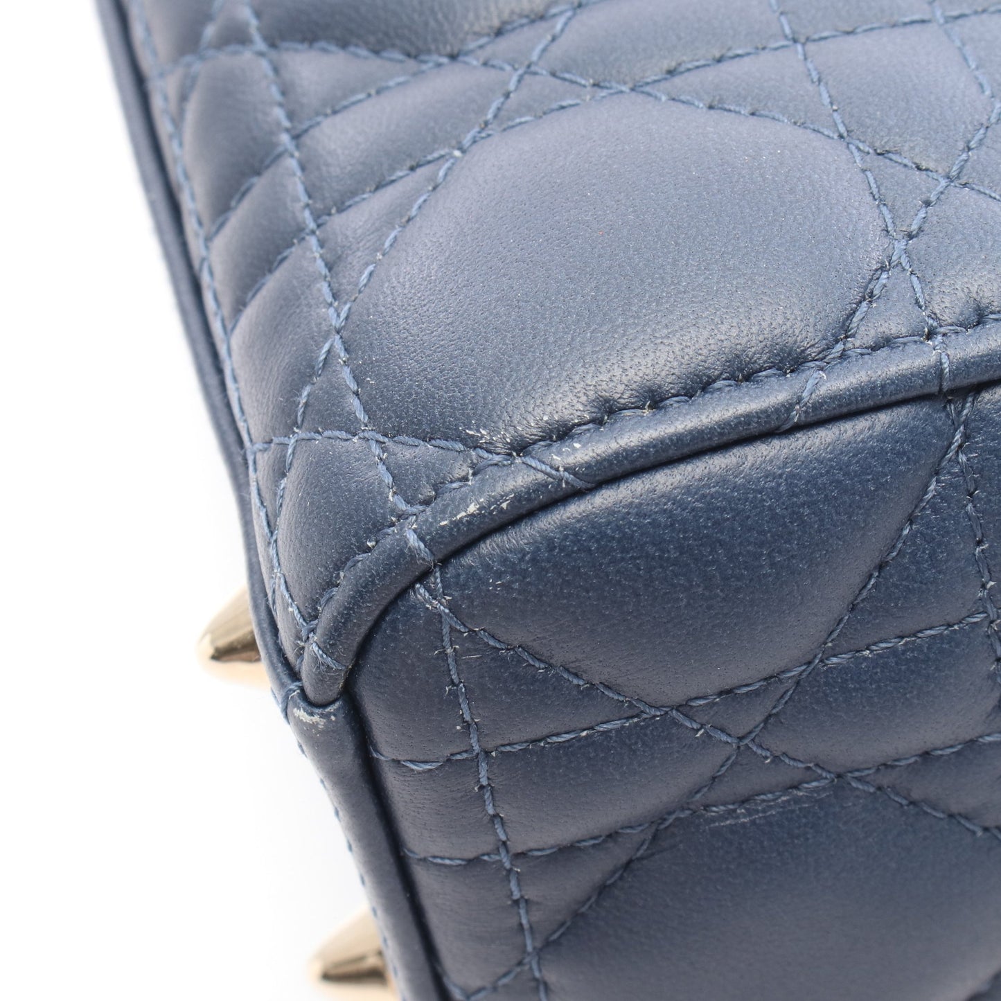 LADY DIOR MY ABCDIOR レディディオール スモール カナージュ ハンドバッグ レザー ブルー ネイビー 2WAY クリスチャンディオール バッグ Christian Dior