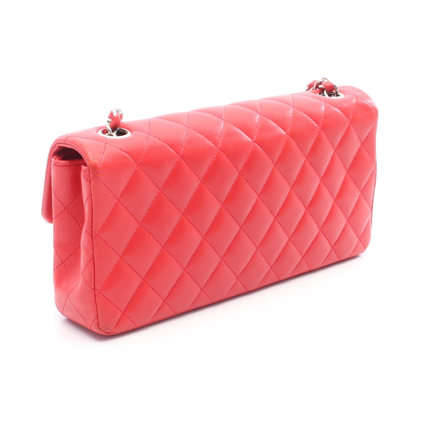 マトラッセ チェーンショルダーバッグ ラムスキン レッド シルバー金具 シャネル バッグ CHANEL
