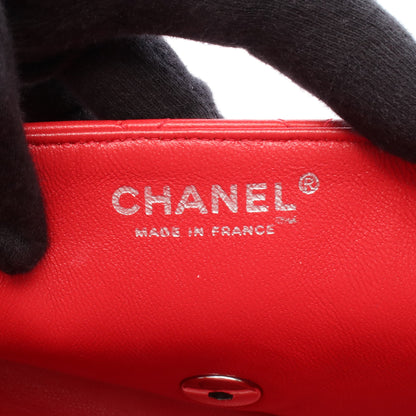 マトラッセ チェーンショルダーバッグ ラムスキン レッド シルバー金具 シャネル バッグ CHANEL