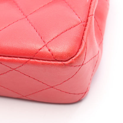 マトラッセ チェーンショルダーバッグ ラムスキン レッド シルバー金具 シャネル バッグ CHANEL