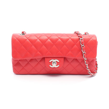 マトラッセ チェーンショルダーバッグ ラムスキン レッド シルバー金具 シャネル バッグ CHANEL