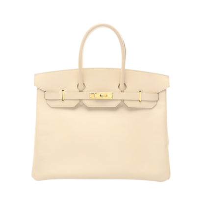 バーキン35 ハンドバッグ ボックスカーフ ライトベージュ ゴールド金具 □C刻印 エルメス バッグ HERMES