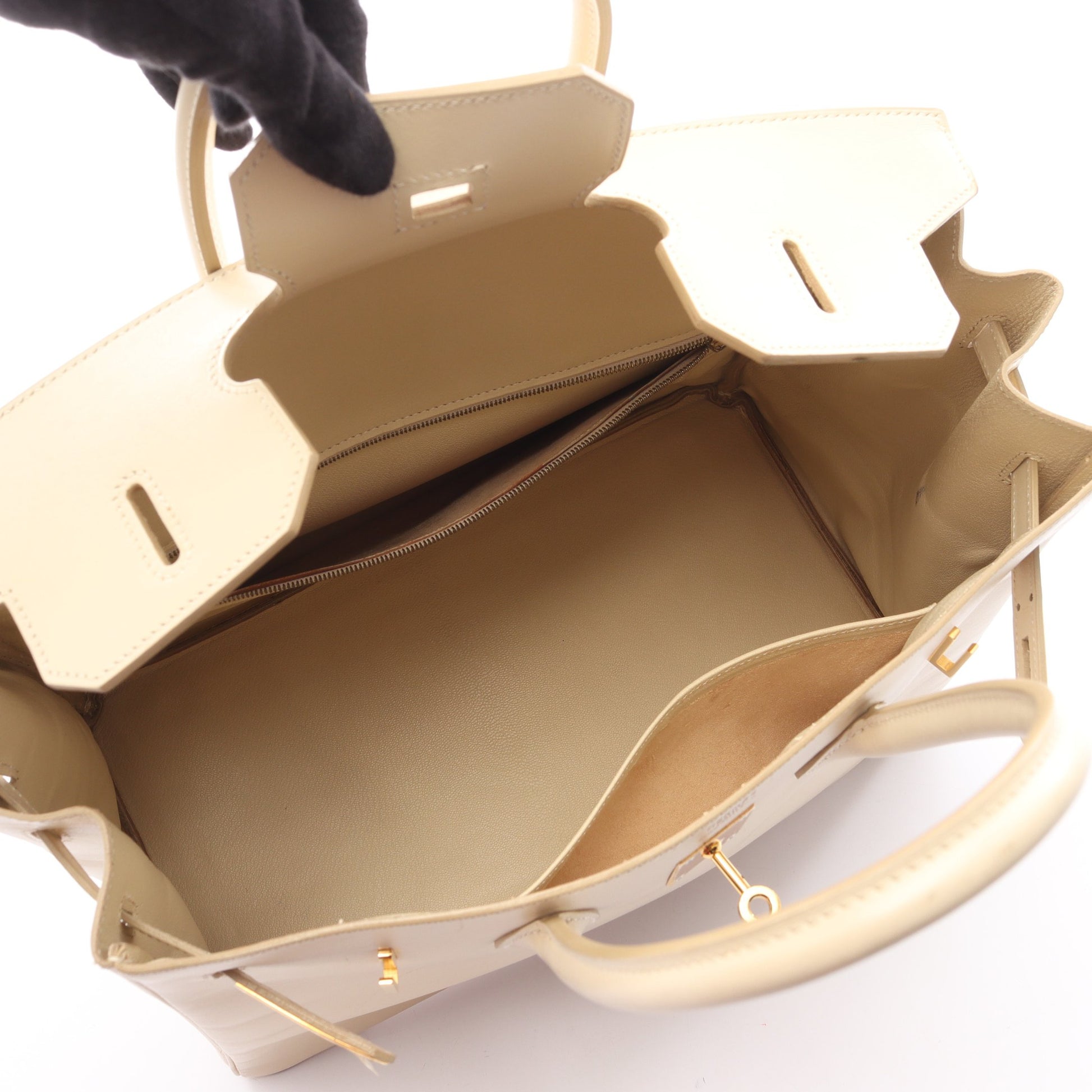 バーキン35 ハンドバッグ ボックスカーフ ライトベージュ ゴールド金具 □C刻印 エルメス バッグ HERMES