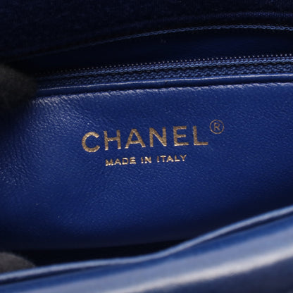 マトラッセ ダイアナフラップ チェーンショルダーバッグ コットンジャージ ブルー ゴールド金具 シャネル バッグ CHANEL
