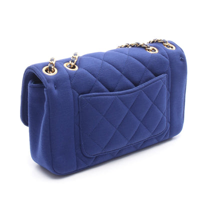 マトラッセ ダイアナフラップ チェーンショルダーバッグ コットンジャージ ブルー ゴールド金具 シャネル バッグ CHANEL