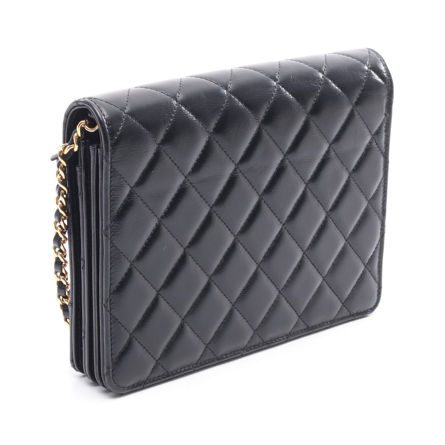マトラッセ チェーンショルダーバッグ レザー ブラック ゴールド金具 シャネル バッグ CHANEL