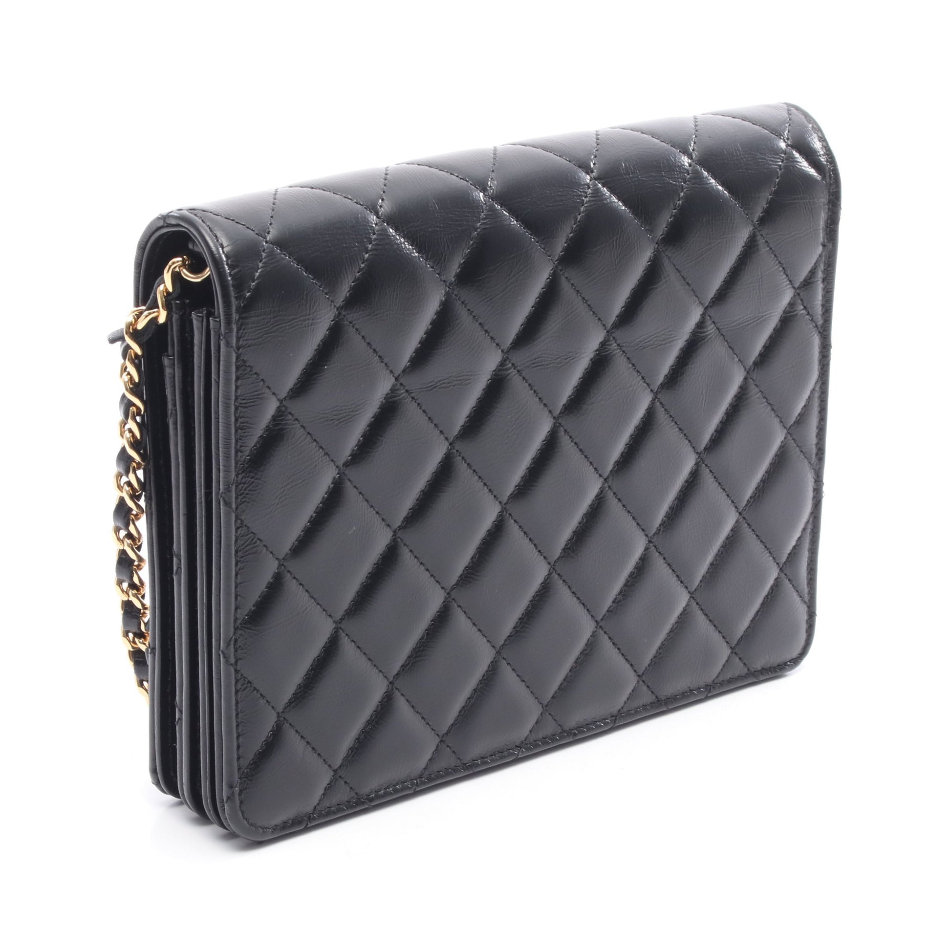 マトラッセ チェーンショルダーバッグ レザー ブラック ゴールド金具 シャネル バッグ CHANEL