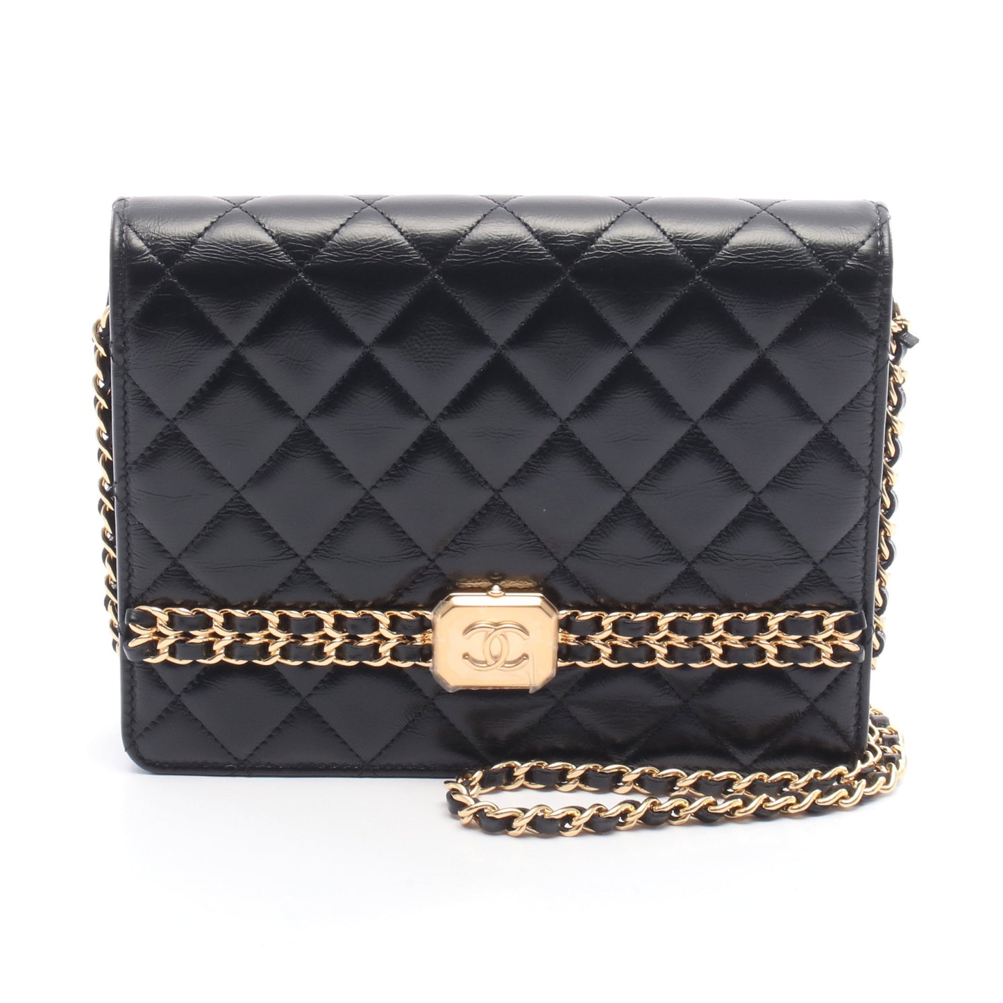 マトラッセ チェーンショルダーバッグ レザー ブラック ゴールド金具 シャネル バッグ CHANEL