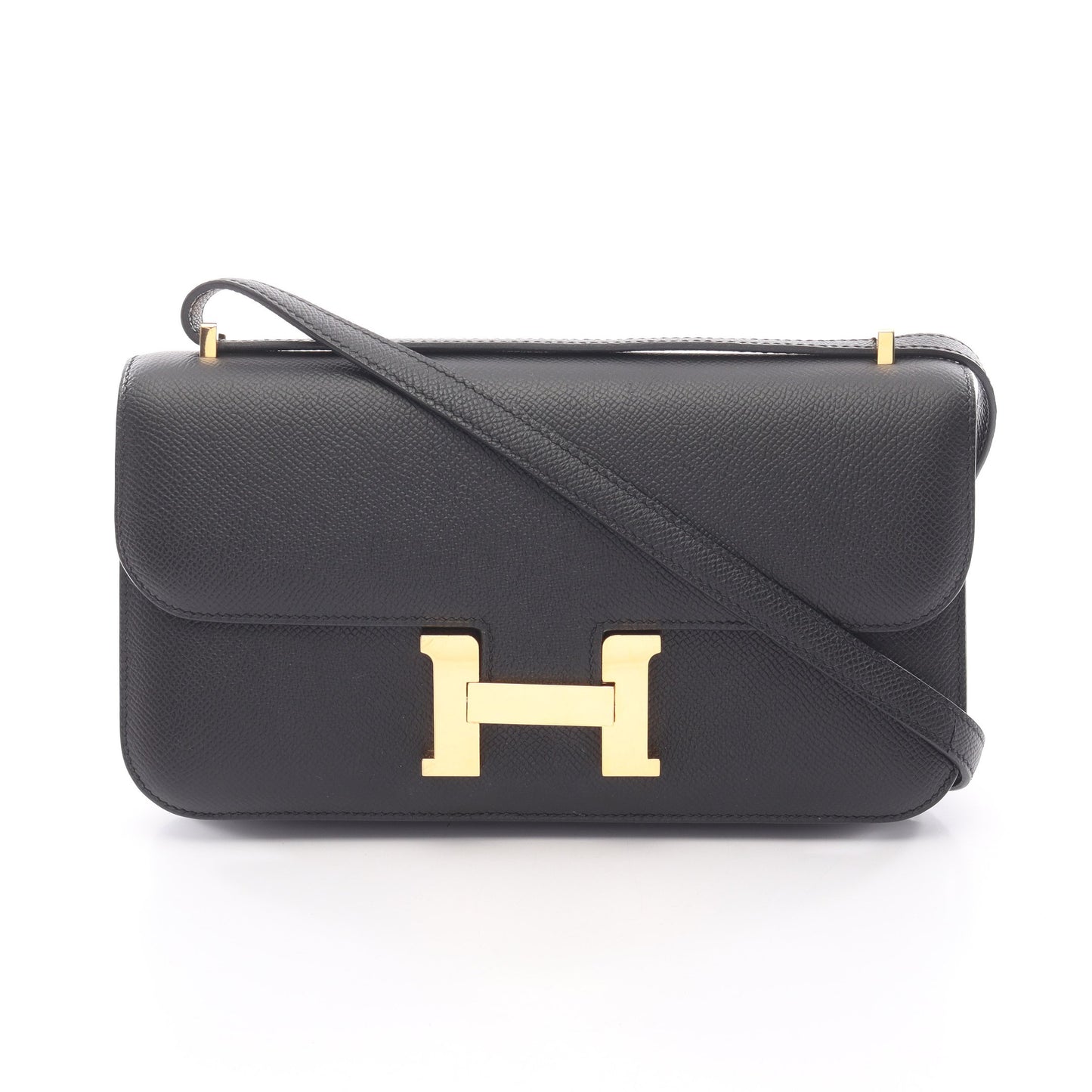 コンスタンスエラン ショルダーバッグ ヴォーエプソン ブラック ゴールド金具 W刻印 エルメス バッグ HERMES