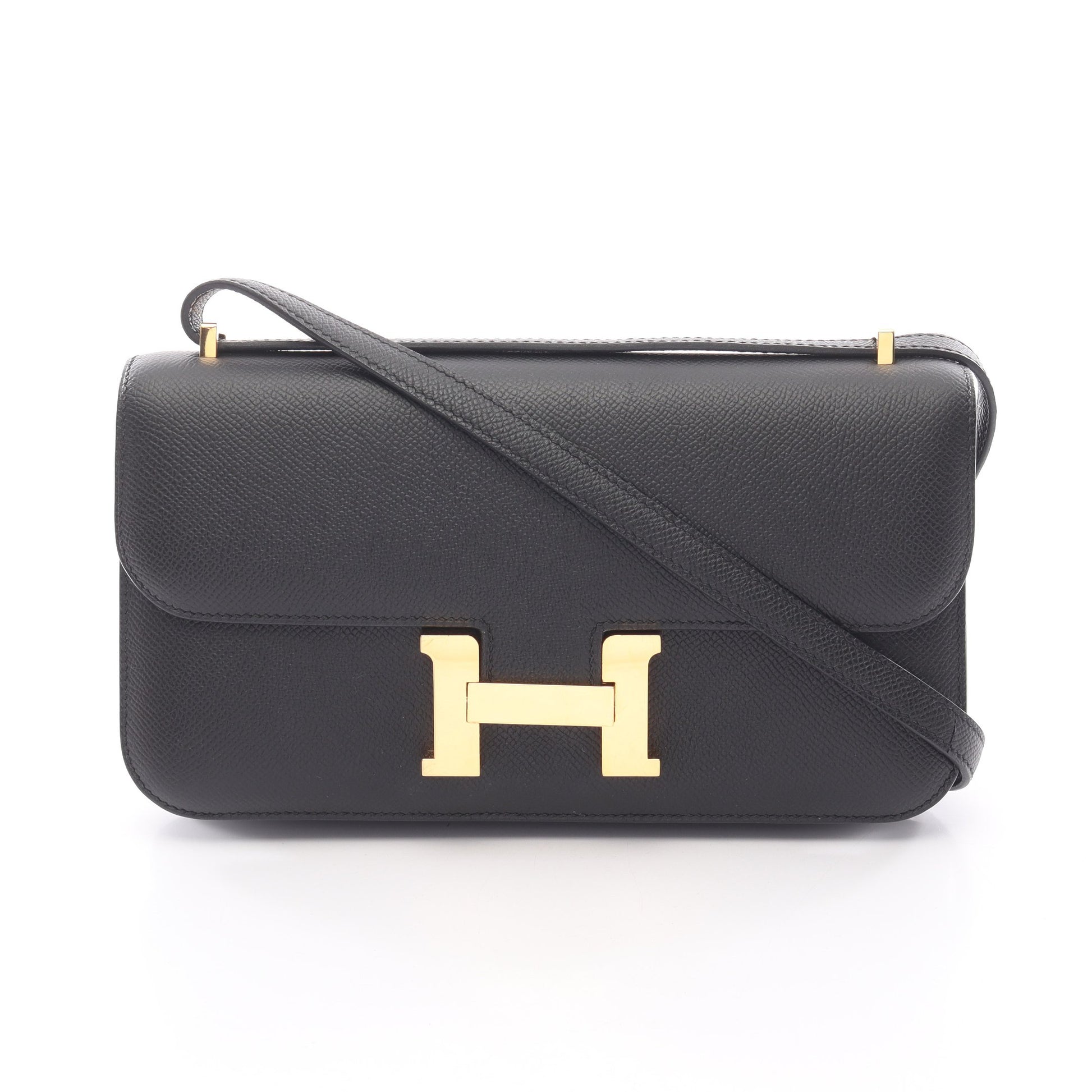コンスタンスエラン ショルダーバッグ ヴォーエプソン ブラック ゴールド金具 W刻印 エルメス バッグ HERMES