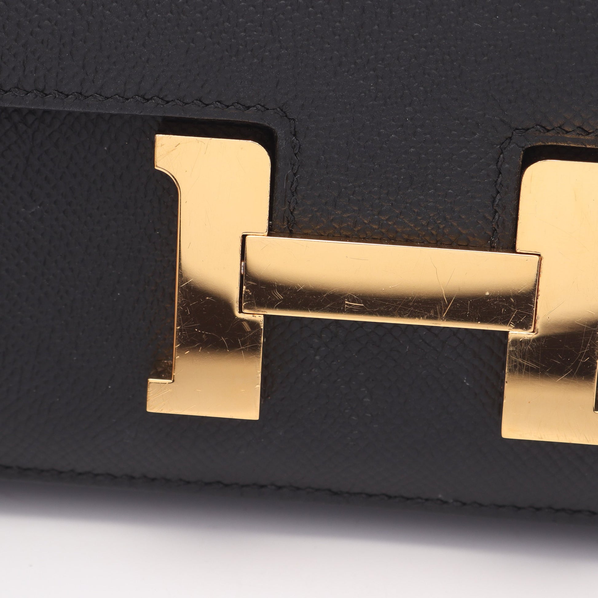 コンスタンスエラン ショルダーバッグ ヴォーエプソン ブラック ゴールド金具 W刻印 エルメス バッグ HERMES