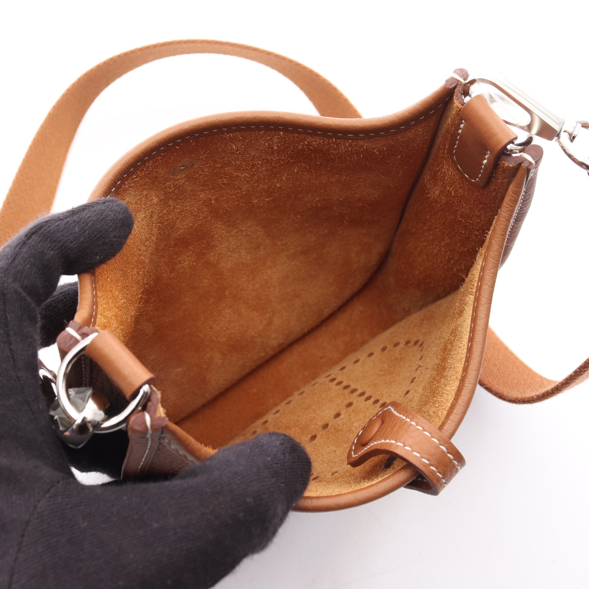 エヴリンアマゾンTPM ゴールド ショルダーバッグ トリヨンクレマンス ブラウン シルバー金具 W刻印 エルメス バッグ HERMES