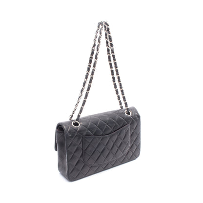 マトラッセ Wフラップ Wチェーンショルダーバッグ ラムスキン ブラック シルバー金具 シャネル バッグ CHANEL